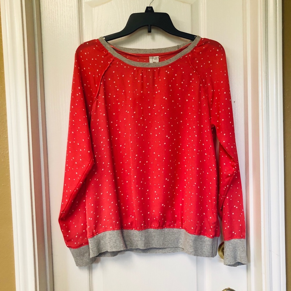 Sheer Coral Star Print long sleeve shirt